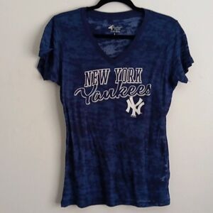 New York Yankees V Neck Burnout  Tee #2472